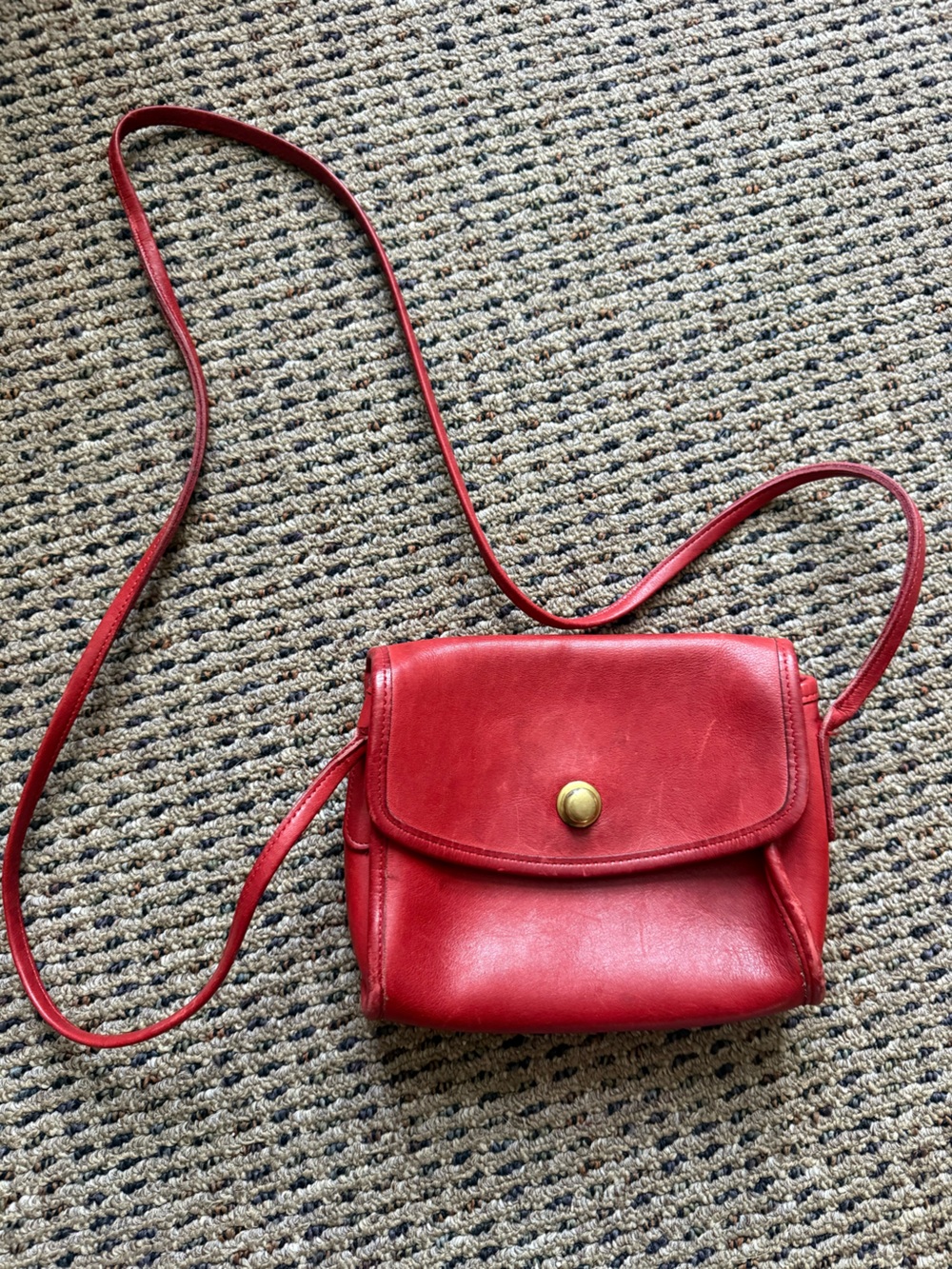 Vintage Coach Red Leather Crossbody Bag